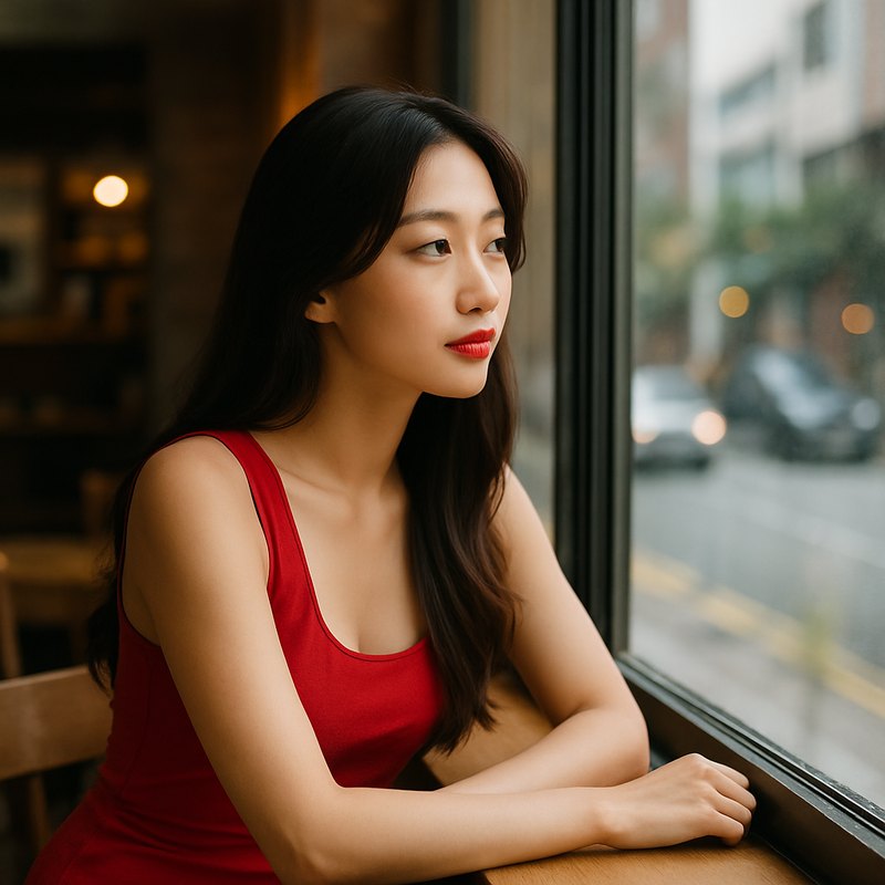 korean girl dating at a Café in Seongsu-dong